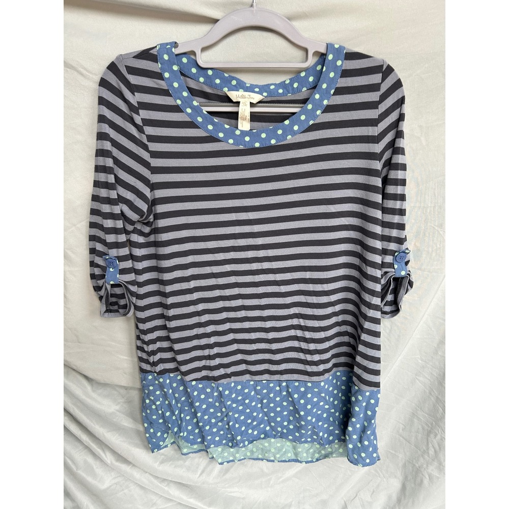 Matilda Jane Gray Polka-dot Lets Get Lost Stripe Knit Top XS